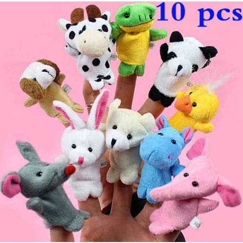 10pcs/set Animal Finger Puppets Kids Cartoon Animal Plush Toys Children Soft Puppet Doll Baby Tell Cloth Hand Finger Dolls