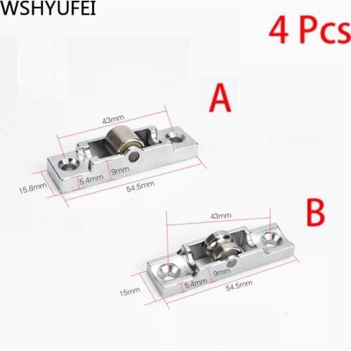 4pcs/set Sliding doors and Window Rollers Zinc alloy single wheel pulley sliding Rail door Accessories Furniture Hardware