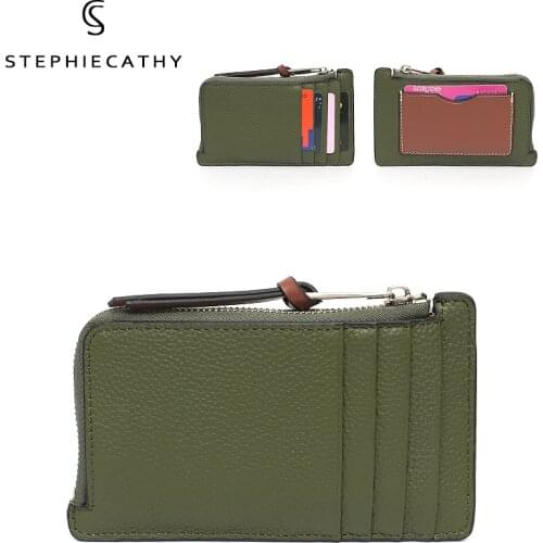 SC Small Women Wallet Casual Genuine Leather Zip Coin Purse Fashion Contrast Color Credit Multi Card Holders Daily Money Pocket