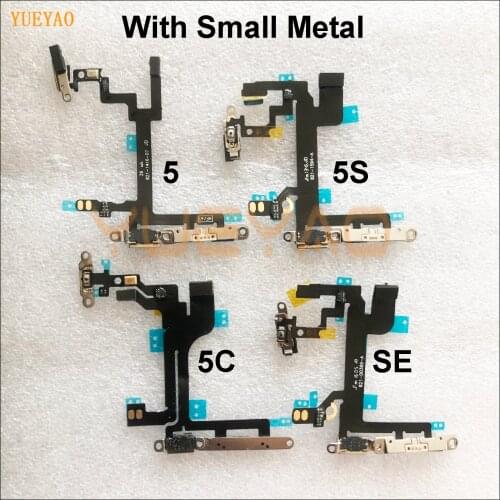 Power Flex For iPhone 4 4s 5 5s 5C SE Mute & Volume Button Switch On Off Key Power Flex Cable With Small Metal Holder Parts
