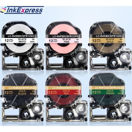 Compatible Satin Ribbon Tape SFR12PK SFR12SK SFR12RZ SFR12GZ SFR12NZ SFR12KZ 12mm Label Tape for Epson KingJim Label Maker