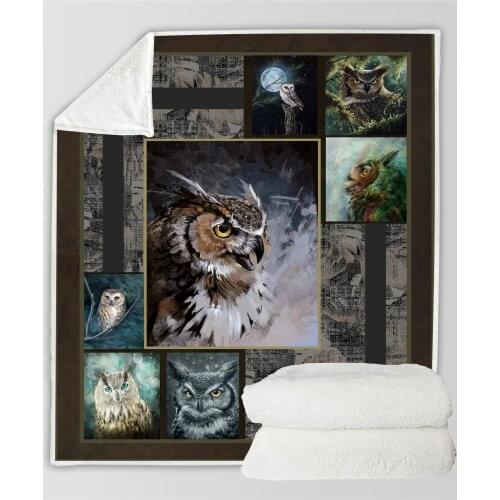 Owl hand-drawn owl 3D Quilt Blanket For Kids Adults Bedding Throw Soft Warm Thin Office Blanket With Cotton Quilt style-4