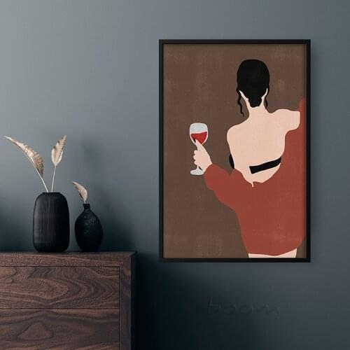Vintage Abstract Posters And Prints Wine Design Retro Cartoon Canvas Painting Wall Art Pictures Livingroom Interior Home Decor