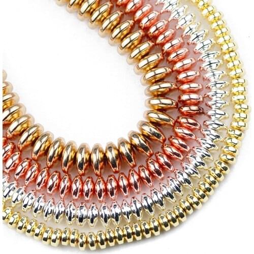 YHBZRET Flat Round Hematite Gold Natural Stone beads 4/6/8mm oval charms loose Spacer Beads For Jewelry Making Diy Bracelet