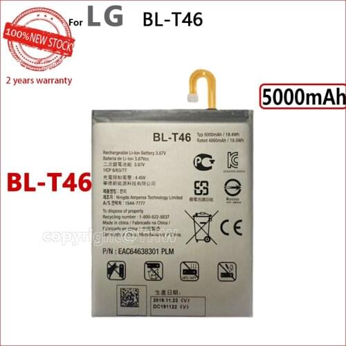 100% Genuine BL-T46 New Battery for LG V60 V60 ThinQ LMV600VM V600VM V600QM5 5000mAh Mobile Phone Original Batteries