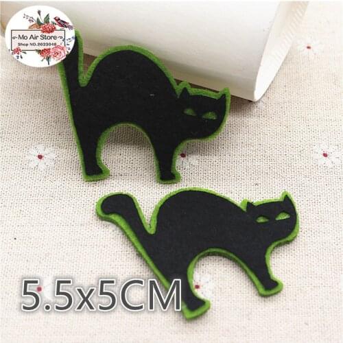 5CM 10pcs Non-woven patches Halloween black cat two-double Felt Appliques for clothes Sewing Supplies diy craft ornament