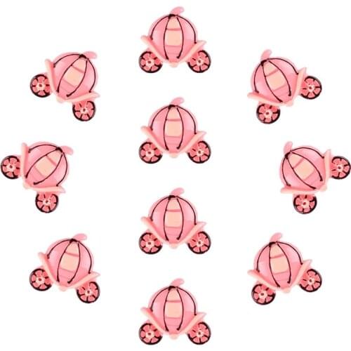 50pcs Pink Pumpkin Carriage 3D Flatback Resin Scrapbooking Hair Bow Center Crafts Embellishment Flatback Charms Cabachons