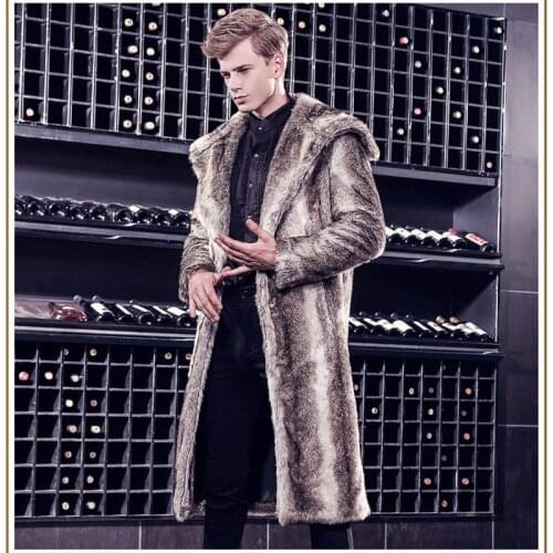 Free Shipping Fall Winter men button leather fur coat mink fur long coat fur rabbit fur imitation whole mink fur mens clothing