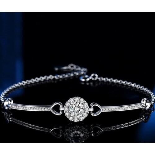 Moissanite bracelets Silver rhodium plated for women engagement wedding party anniversary christmas gift