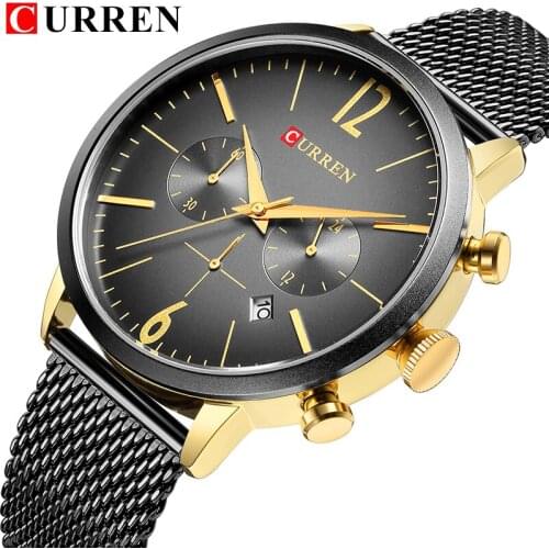 CURREN 2018 New Men Waterproof Stainless Steel Casual Quartz Watch Luxury Brand Mens Clock Male Sports Watch Relogio Masculino