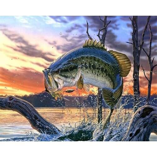 DIY Digital Painting By Numbers fish oil painting mural Kits Coloring Wall Art Picture Gift frameless