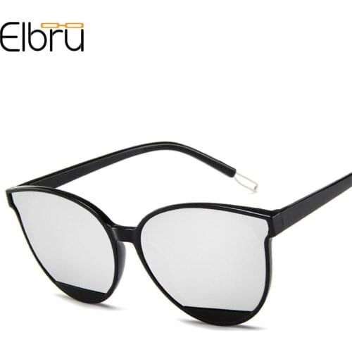 Elbru Classic Fashion Sunglasses Personalized Female Sun Glasses Ocean Color Clear Lens Sunshades Street Snap Spectacles Unisex