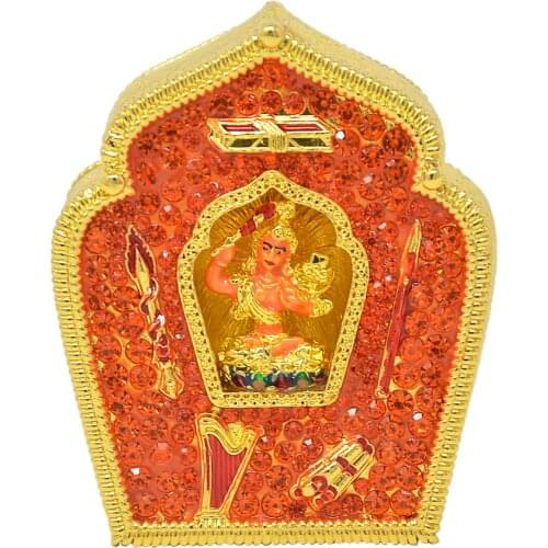 Feng Shui Manjusri bodhisattva “Gau” Scholastic Success Amulet Orange Gawu Box Statue W4394