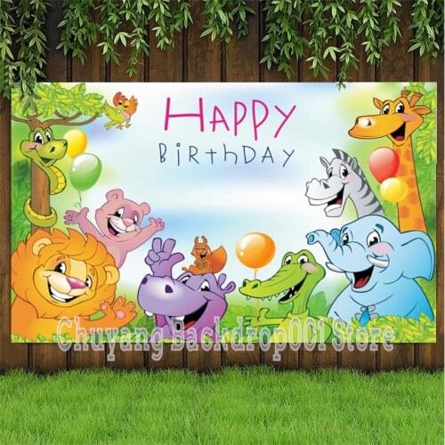 Dinosaur Photo Backdrop Palm Jungle Animal Safari Wild Happy Birthday Party Boys Decoration Photography Backgrounds Banner Prop