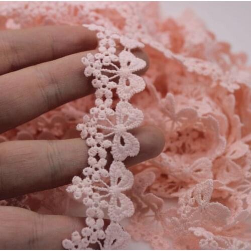 Cusack 14 yards 3.0 cm Pink BOWS Lace Trims Lace Embroidery Dress Applique Ribbon Polyester Textiles Sewing Crafts Lace Fabric