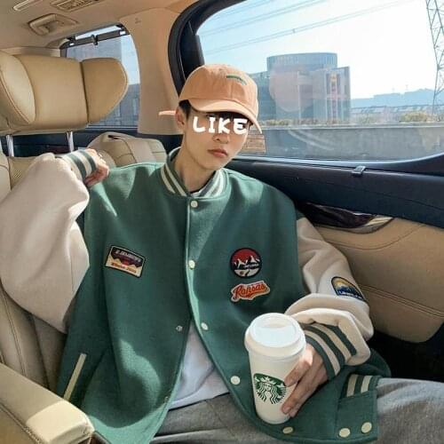 Oversized bomber jacket mens coat 2021Korean fashion spring hip-hop loose bf sports jacket preppy style casual baseball uniform