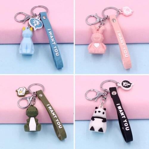 Cartoon Doll Geometric Abstract Animal Dinosaur Key Chain Ring Holder Men Women Lovers Bag Car Pendant Wristlet Keychain Gift