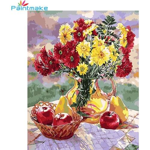 Paintmake Flowers DIY Painting By Numbers apple Art Picture Gift For Home Decoration Oil Hand Painted on Canvas 40*50cm