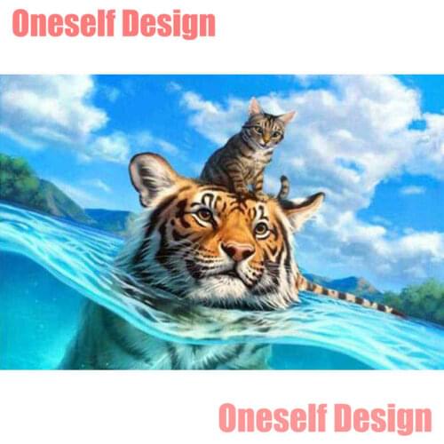 2019 new 5d diamond painting full square/roud tiger 5d diamond embroidery full set cartoon animal Christmas decoration for home