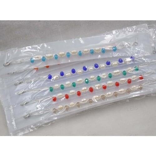 Wholesale 45 Qty 5-6mm rice genuine pearl & mix bead bracelets