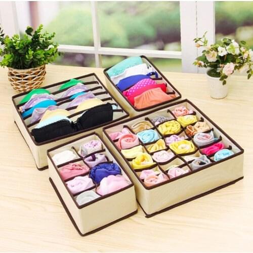 6/7/8/24 Grids Bra Underwear Organizer Storage Box Non-woven Wardrobe Drawer Organizer Foldable Closet Fabric Home Container