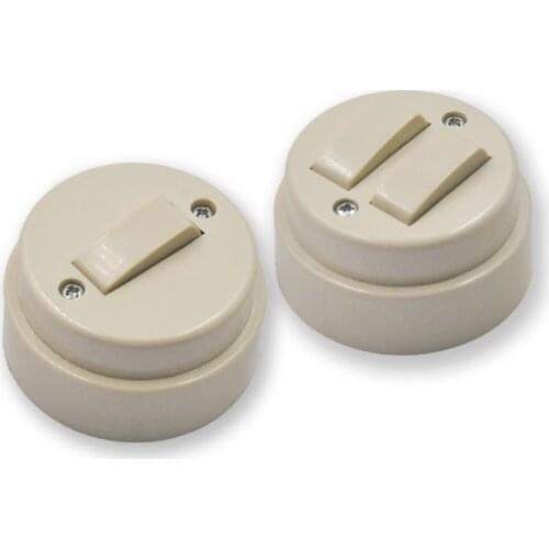 Home Improvement Retro Old Push Button Switch Surface Mount Single Dual Control Wall Light Switch Round 10A250V