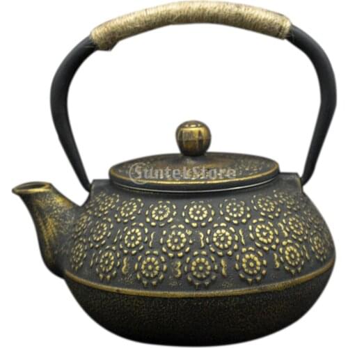 Durable Japanese Cast Iron Kettle Tetsubin Teapot Tea Pot Gold Sakura