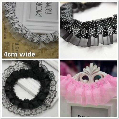 Variety Exquisite Chiffon Mesh Pleated Tulle Lace Ribbon Skirt Curtain Trim Toy Doll Pet Clothes Sewing Creation Fabric Encajes