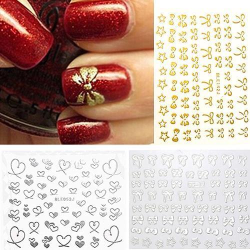 Most Popular 3D Bowknot Heart Nail Art Tips Decor Studs Sticker DIY Decoration Manicure Decals