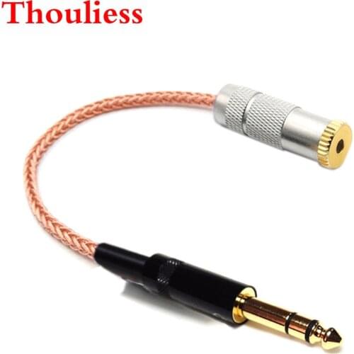 Thoulies 10cm HIFI Single Crystal Copper 6.35mm TRS 3pin Male to 2.5mm TRRS Balanced Female Audio Adapter Cable 1/4 6.35 to 2.5