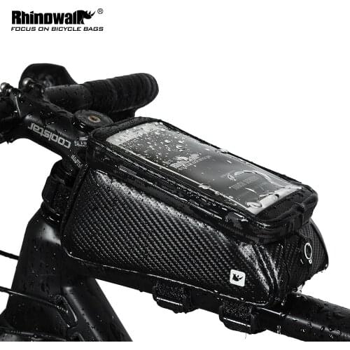 RHINOWALK Waterproof MTB Bicycle Bike Bag Phone Holder Touch Screen Cycling Top Front Tube Frame Bags 5.8 to 6.0 Inch Phone Case