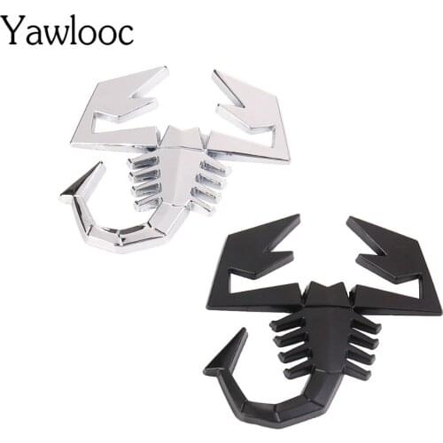 YawlooC Car Sticker 3D Metal Black Silver Scorpion Shape Emblem Badge Sticker Car Door Fender Trunk Rear Decor Car Styling