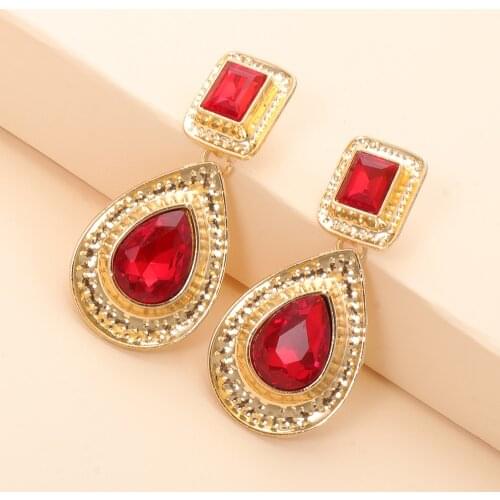 JURAN Bohemia Waterdrop Metal Crystal Earrings Gold Plated Statement Jewelry for Women Bride Party Wedding Jewelry