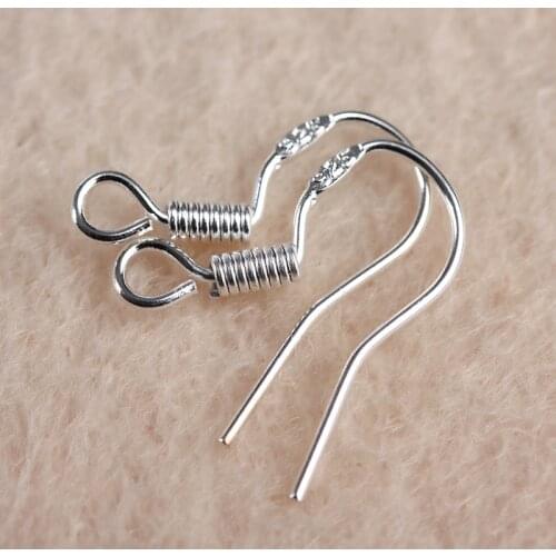 400pcs/lot Women Copper Earring Components Earring Findings Twist Earring Hooks Silver Plated 14mm For Jewelry Making