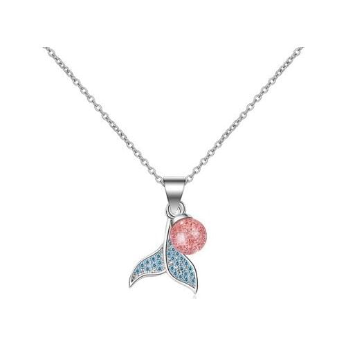 100% 925 Sterling Silver Whale Tail Necklaces & Pendants for Women Casual CZ Ball Lady Sterling-silver-jewelry Collares Mujer