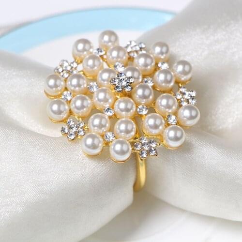1PC White Pearl Napkin Ring Beaded Wedding Napkin Ring Holder for Table Decoration Party Decor Supplies Wholesale