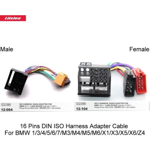 16 Pins DIN ISO Harness Adapter Cable For BMW 1/3/4/5/6/7Series/M3/M4/M5/M6/X1/X3/X5/X6/Z4