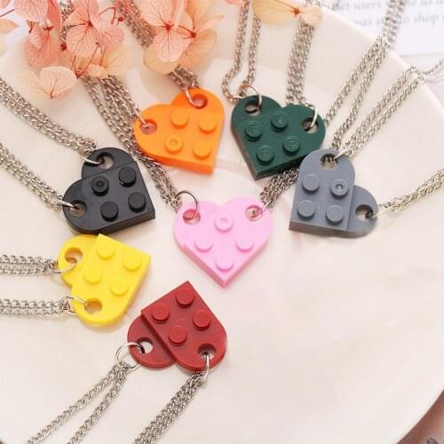 2Pcs Men Women Matching Necklaces Detachable Attractive Jigsaw Heart Shape Pendant Chokers Necklaces for Couple