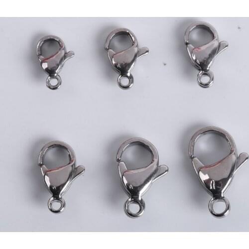 20Pcs/Lot Stainless Steel 9/10/11/12/13/15mm Lobster Clasps Hooks Connector for DIY Jewelry Findings Making Supplies