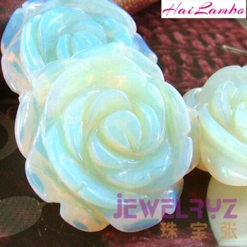 2020 New Arrival Fashion Beautiful Man-made Opal Rose Pendant Stone Flower Pendant Figurine Lucky Jewelry for Gift RP01