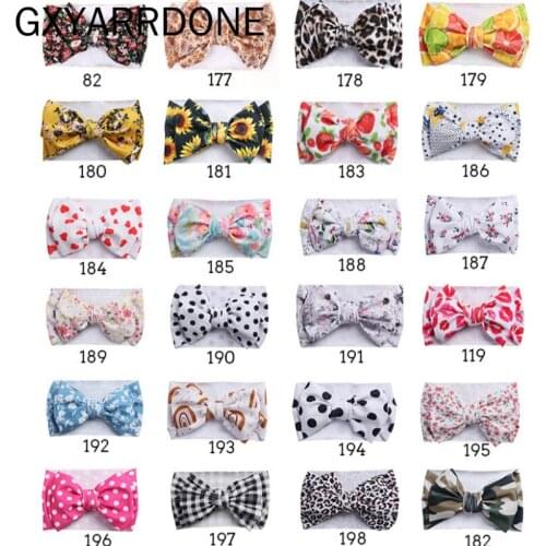 24pcs/lot Baby Girl Headband Flower Printed Elastic Newborn Headbands Hairband For Girls Bows Kids Turban Baby Hair Accessories