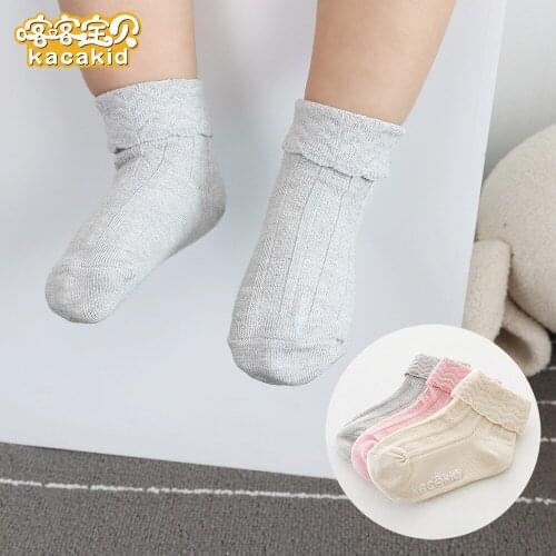 Kacakid 3 Pairs/Set Baby Socks Newborn Cotton Fall Winter baby knee socks Boys Girls Sock Cute Toddler Socks