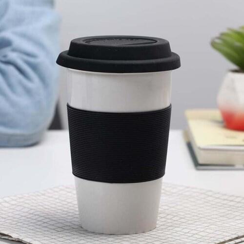 350ml Eco-Friendly Reusable Ceramic Travel Mugs Silicone Lid Bone China Cups Travel Mug Tea Coffee New Double Layer