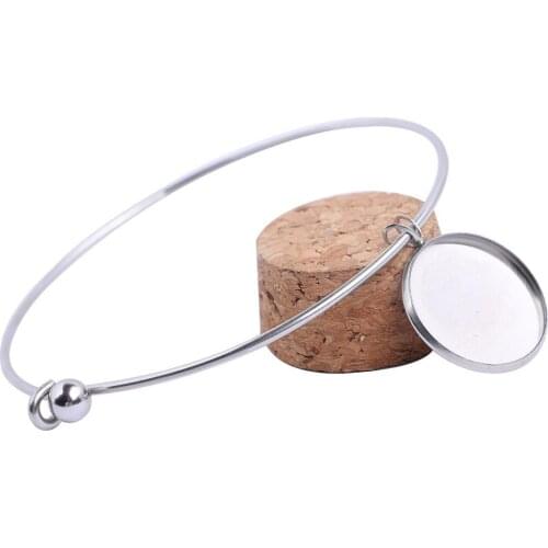 5pcs Blank Bracelet Bangle Base Settings Fit 20mm Cabochon Bezel Trays Stainless Steel Diy Jewelry Making Materials
