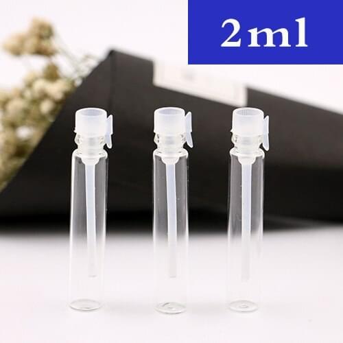 500pcs/lot 2ml Promotion Top Glass Test Perfumes Refillable Bottles Perfume Vials Sample Trial Tubes Bottle plastic stopper