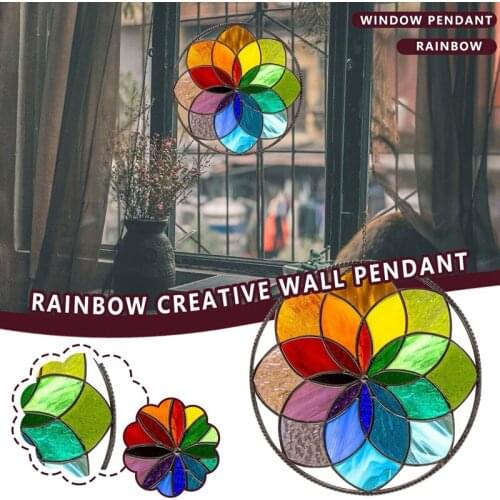 Acrylic Rainbow Stained Suncatcher Colorful Hangings Ornaments Window Panel Pendant For Home Decoration Accessories
