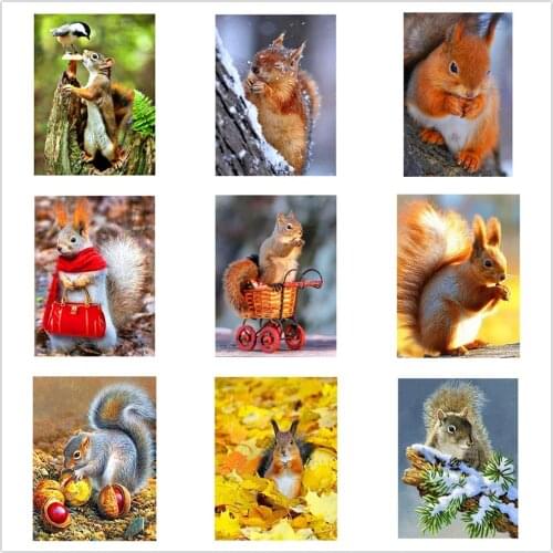 Kexinzu Diamond Painting Full Square/Round Drill 5D DIY "Animals Squirrel" 3D Daimond Embroidery Rhinestone Cross Stitch Decor