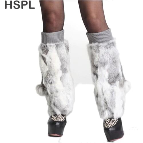 Free Shipping 2020 Fashion Hot Sale Genuine Rabbit Fur Leg Warmer Women in winter Thick Warm Womens Fur Stockings