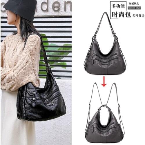 Large Capacity Soft Leather Pu Leather Handbag Retro Anti-Theft Messenger Bag 2021 Leisure Travel Shoulder Bags