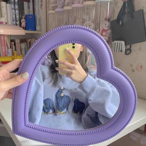 INS Love Makeup Mirror Desktop Vanity Mirror Wall Mounted Dual-Use Makeup Mirror Wall Decoration Christmas Heart-Shaped Mirror